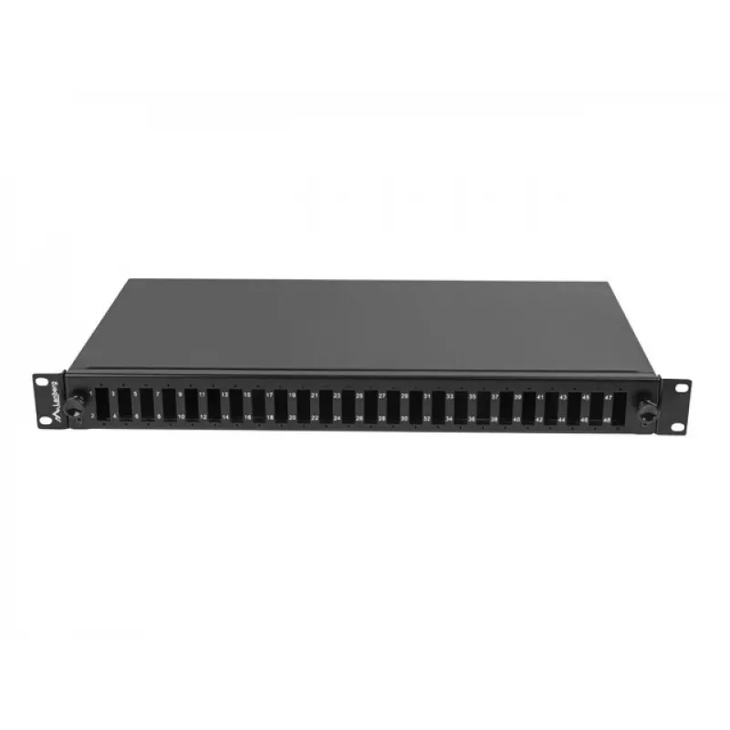 Patch panel 1U Lanberg FOP1-24SD-LQB aço preto para montagem em rack