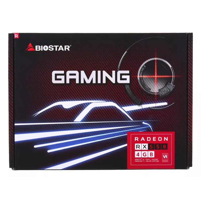 Placa gráfica BIOSTAR Radeon RX 550 4 GB GDDR5, 1100 MHz GPU, 6000 MHz memória, 128 bits, PCIe 3.0, ventoinha única