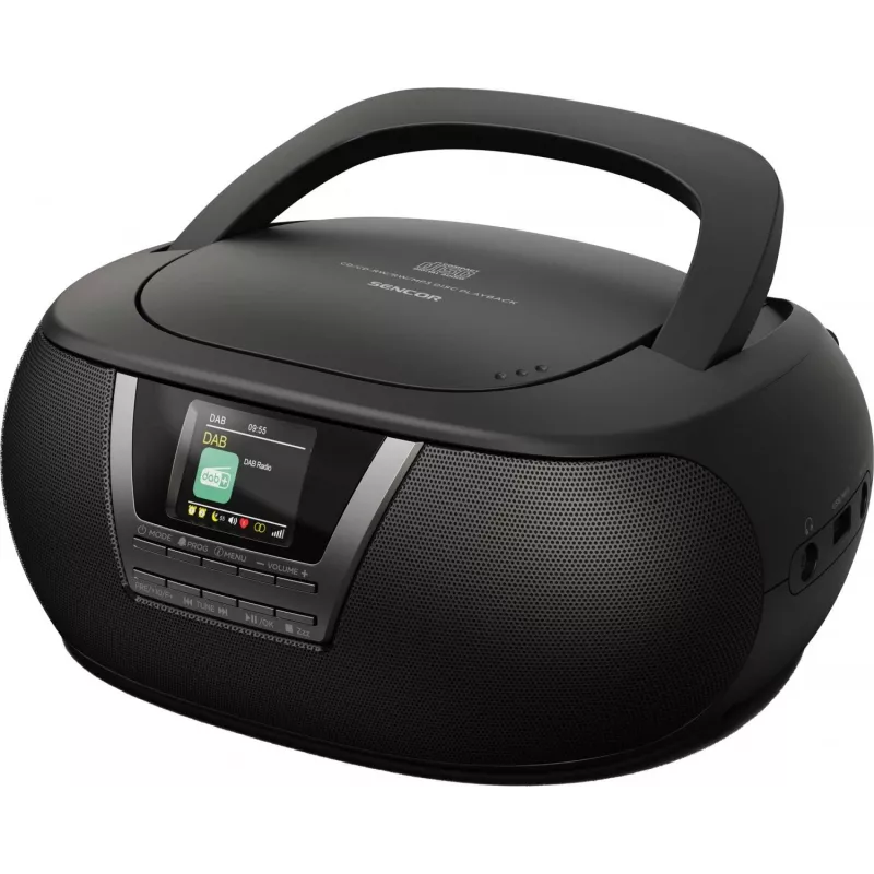 Sencor SPT 6200DB boombox com leitor CD/MP3 e rádio, DAB+/FM, Bluetooth, USB, AUX, 3 W, preto