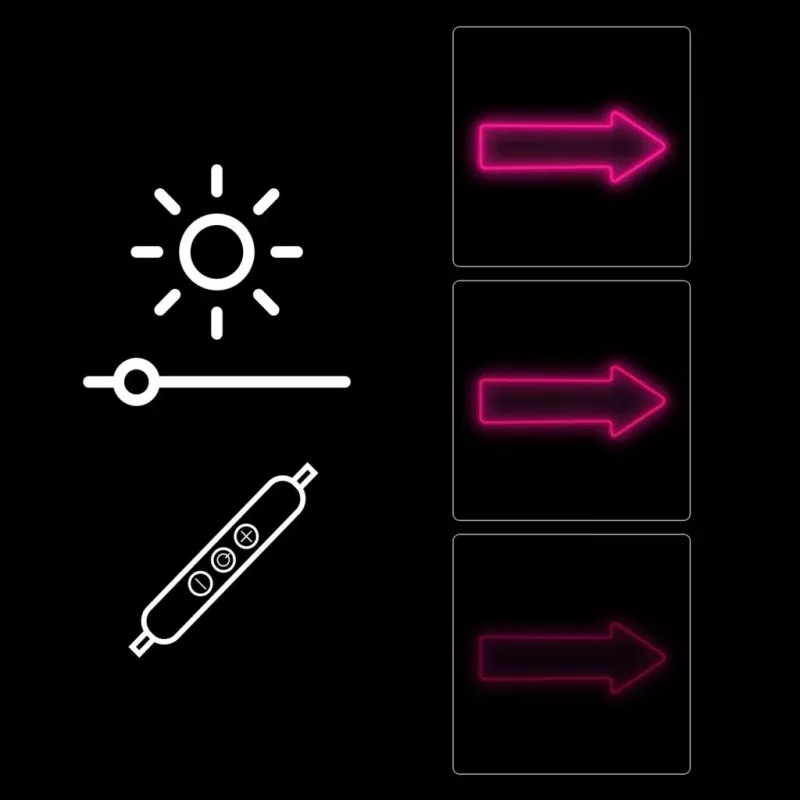 Candeeiro de parede com luzes néon seta MANTA SNL107PK – letreiro de seta LED decorativo rosa