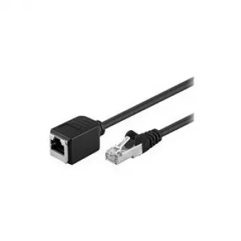 Cabo de extensão Wentronic Goobay CAT 5e F/UTP, preto, 3 m - material de cobre, ficha RJ45 (8P8C) conector fêmea RJ45 (8P8C) (91883)