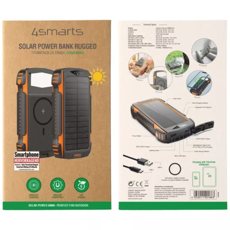 Bateria portátil 4smarts TitanPack UltiMag 20000 mAh