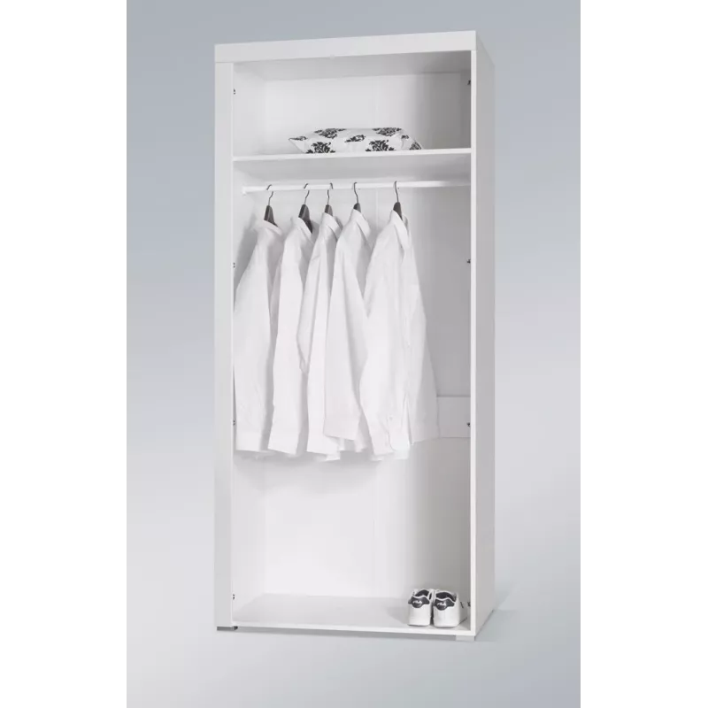 Cama Meble SAMBA 1 BI/CZ roupeiro, branco / preto brilhante