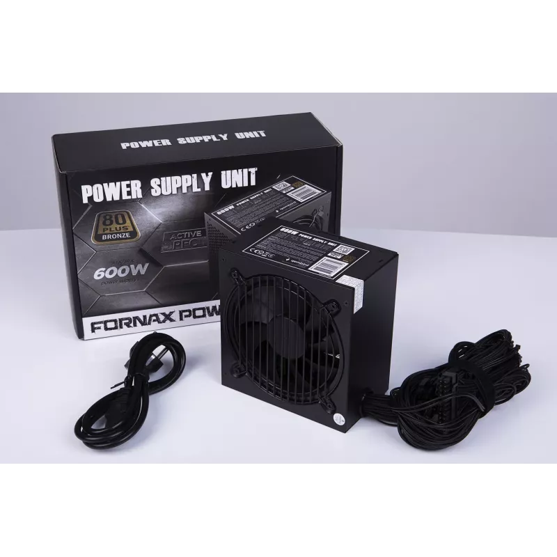 Fonte de alimentação ATX 80+Bronze 600W PFC ativo, ventoinha de 12cm