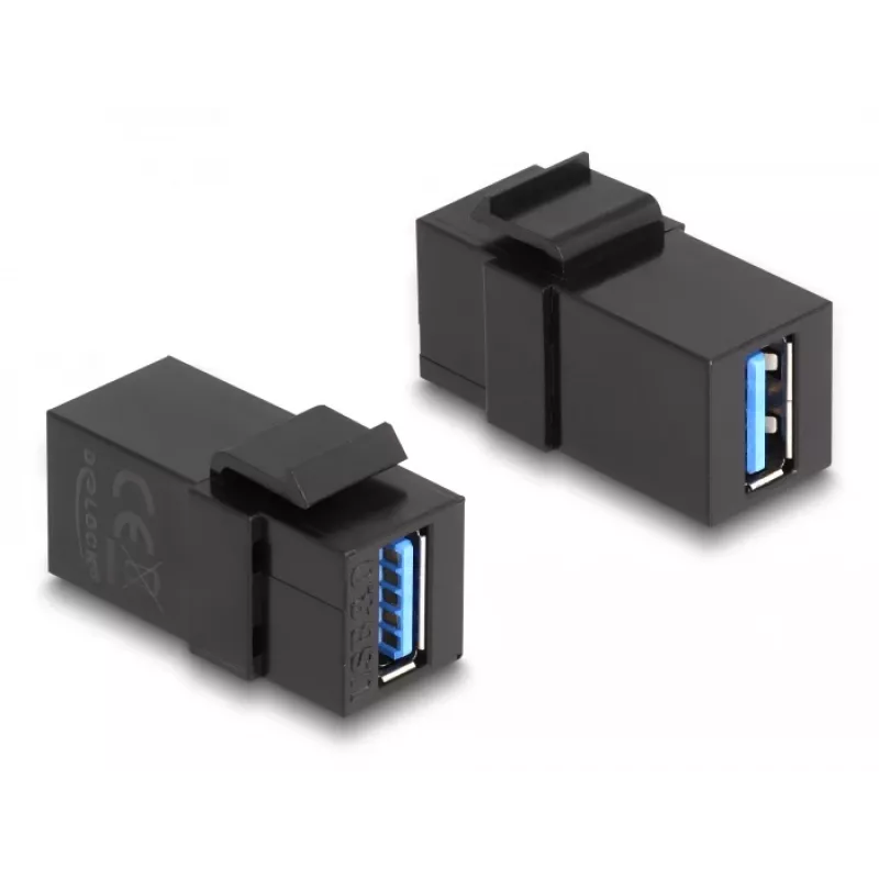Módulo Keystone DeLOCK USB 3.0 A fêmea para A fêmea preto 1:1