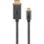 Cabo adaptador USB trançado, ficha USB-C > ficha HDMI, 4K / 60Hz (preto/prateado, 2 metros)