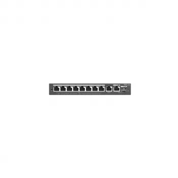 Switch L2 gerido RUIJIE RG-ES210GS-P — 10x Gigabit RJ-45, 2x SFP, 8x portas PoE+, orçamento PoE 120W, gerido na cloud