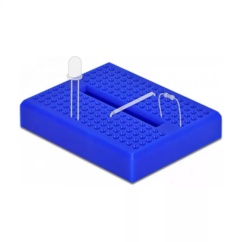Breadboard DELOCK 18322, placa de prototipagem em plástico, azul, 36×46×10 mm