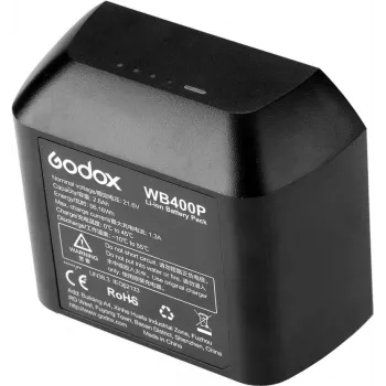 Acessório de flash para câmara Godox WB400P bateria de iões de lítio 2600 mAh 21,6 V