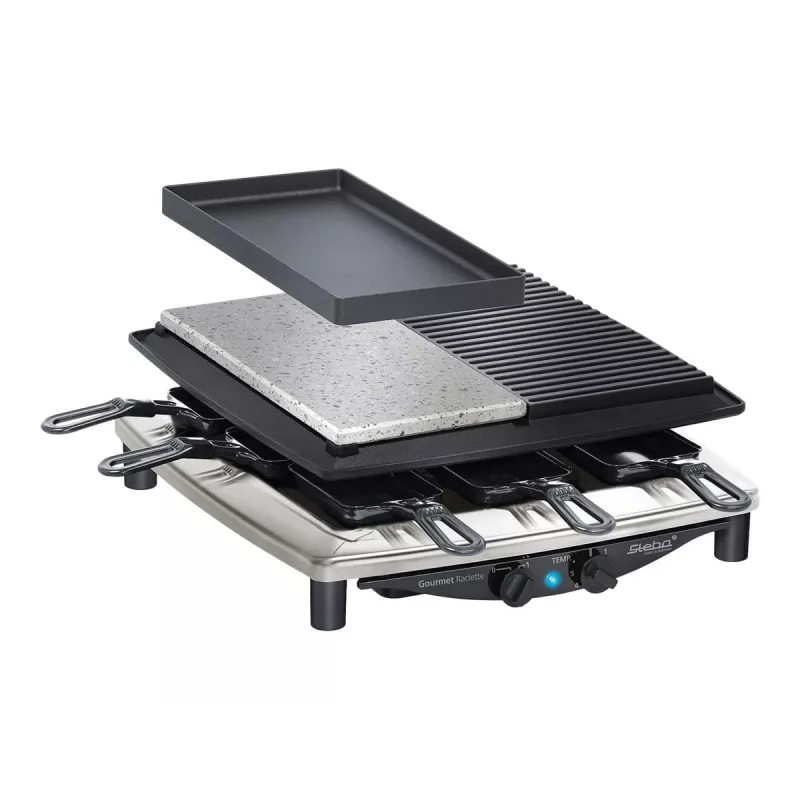 Steba RC 4 Plus Deluxe Chrome grelhador raclette, aço inoxidável/preto