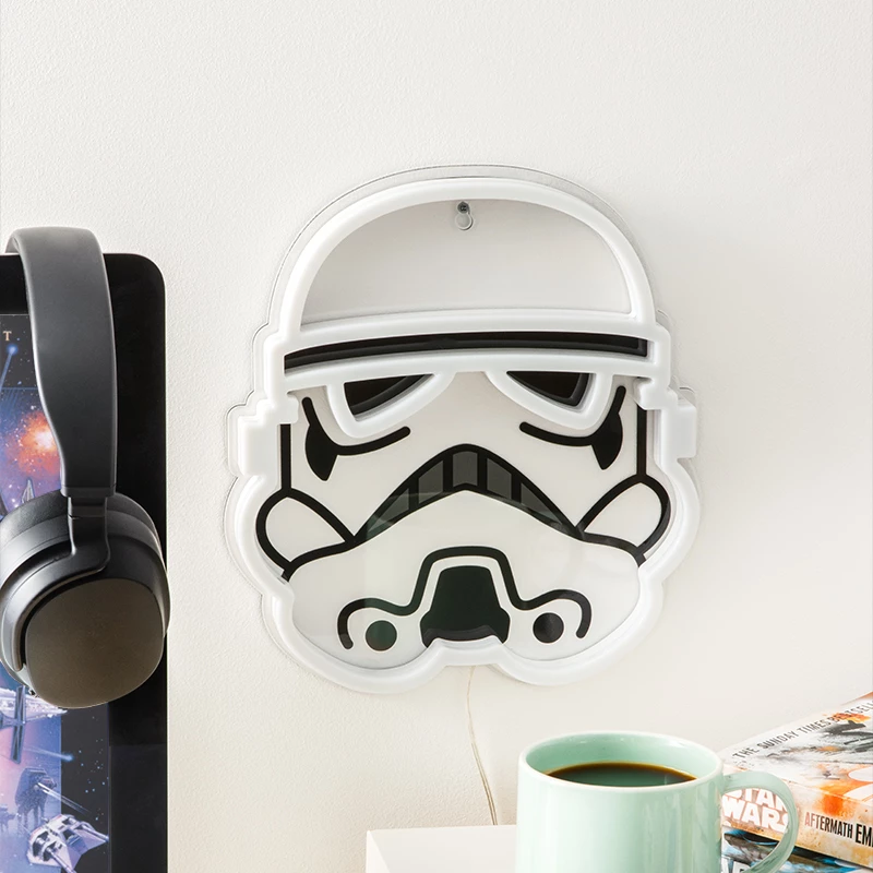 Luz néon LED de parede Paladone Stormtrooper modelo PP14595SWVN, iluminação decorativa Star Wars