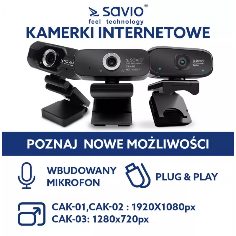 Câmara de internet Savio webcam USB Full HD com microfone incorporado