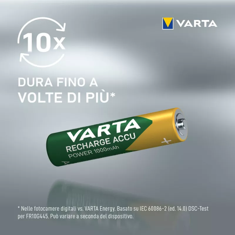 VARTA HR03 AAA pilhas recarregáveis Recharge Accu Power 1000 mAh 05703, 4 unid., verde, amarelo