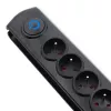 Proteção contra sobretensões Qoltec 50172 preto 6 tomadas AC 230V 5m