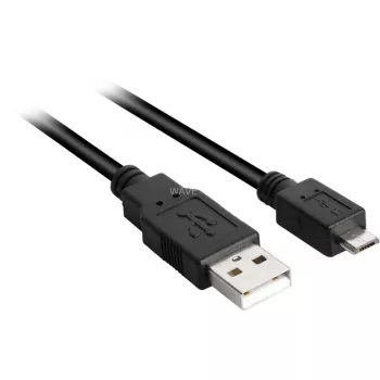 Cabo USB 2.0, ficha USB-A > ficha Micro-USB preto, 0,5 metros, duplamente blindado
