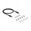 Hub USB DELOCK 3 portas 5 Gbit/s com RJ45 Gigabit PoE++ e host USB Type-C, caixa metálica, isolamento de 1,5 kV, preto