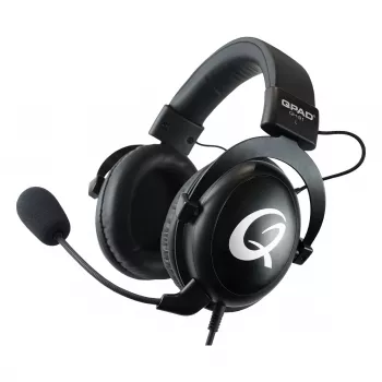 Headset QPAD QH-91 com fios, arco de cabeça, circum-aural, 15–25000 Hz, cabo de 2 m, preto