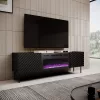 Móvel de TV Cama Meble ONDA com lareira elétrica 1805×400×580 mm, preto, superfície de aglomerado (de pé ou montado na parede)