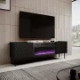 Móvel de TV Cama Meble ONDA com lareira elétrica 1805×400×580 mm, preto, superfície de aglomerado (de pé ou montado na parede)