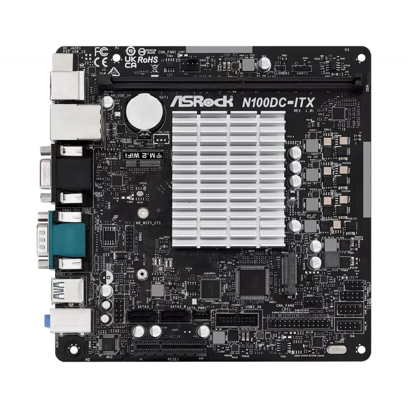 ASRock N100DC-ITX - processador Intel Quad-Core N100 (até 3,4 GHz) DDR4- 2 SATA3, suporta Intel Turbo Boost Technology placas-mãe Mini ITX (280)