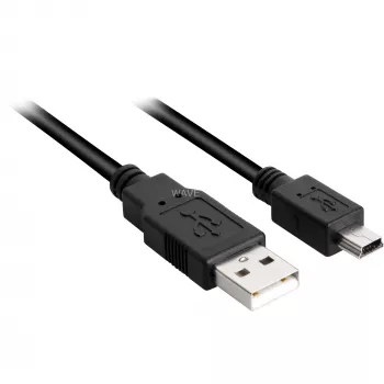 Cabo USB 2.0, ficha USB-A > ficha Mini-USB (preto, 0,5 metros, duplamente blindado)