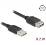 Cabo USB-A para USB-A DELOCK 81510 — USB 2.0, 0,2 m, preto