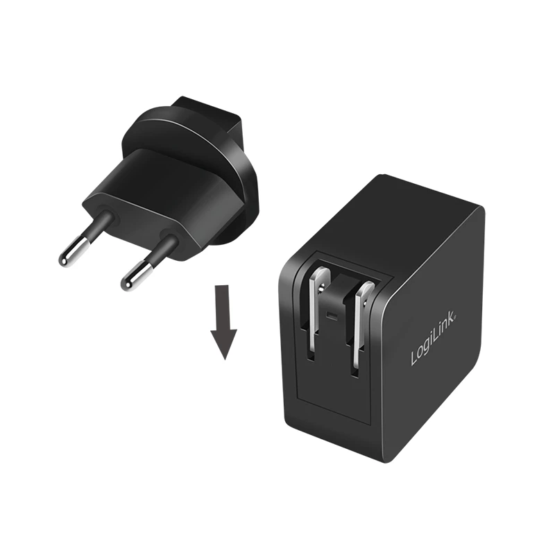 Carregador móvel LogiLink PA0302 universal preto carregamento rápido AC