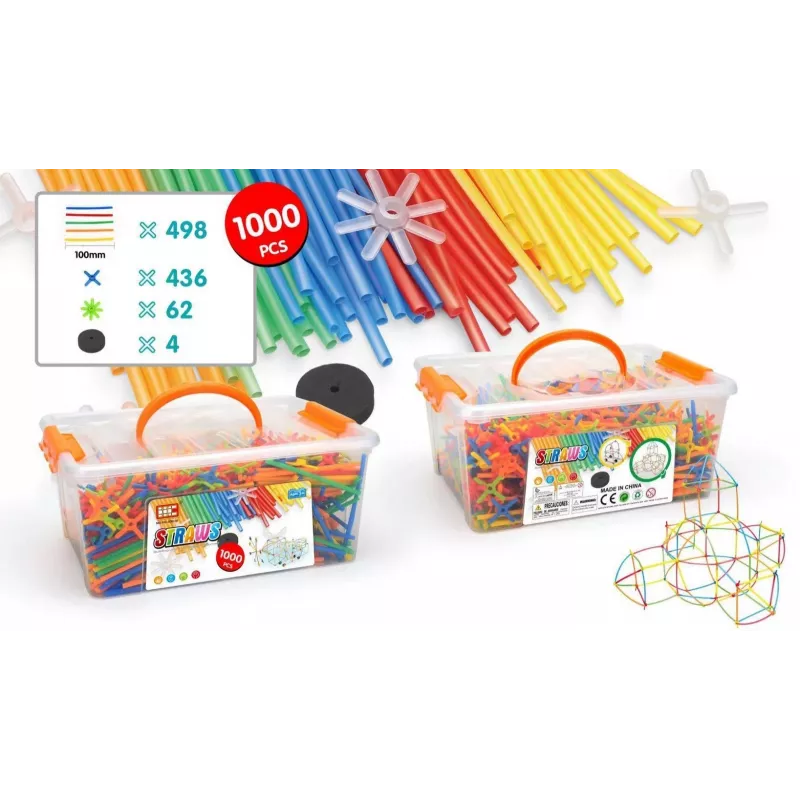 Blocos de construção Ascato Askato Little Straws 1000 unid. — conjunto de brinquedo de construção, 1000 peças