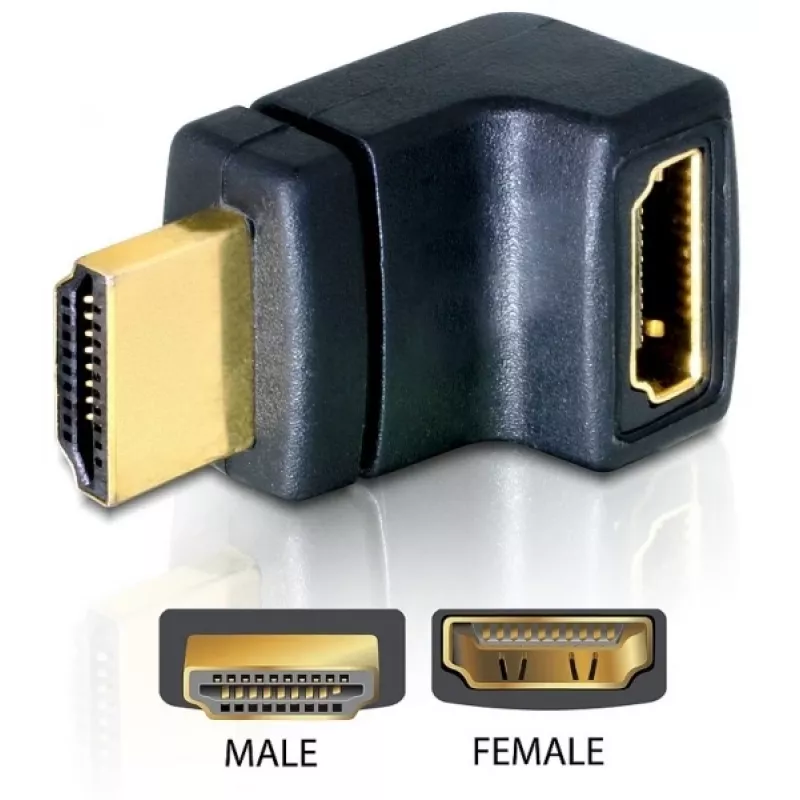 Adaptador HDMI DeLOCK 65072 HDMI macho para HDMI fêmea, 90° para cima
