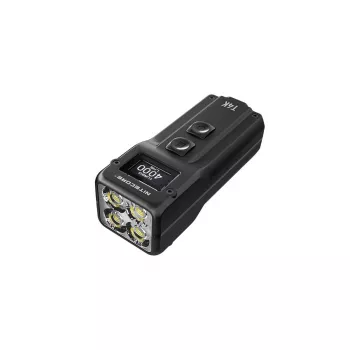 Lanterna de chaveiro Nitecore T4K — 4 LEDs, 1000 lm, recarregável por USB, IP54, resistente a impactos, 82,3 mm, 77 g