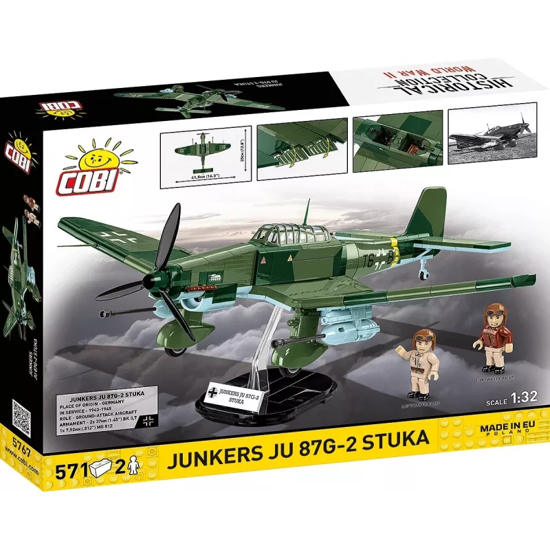 Kit de construção Cobi Blocks Junkers JU 87G-2 Stuka 571 peças kit de modelismo