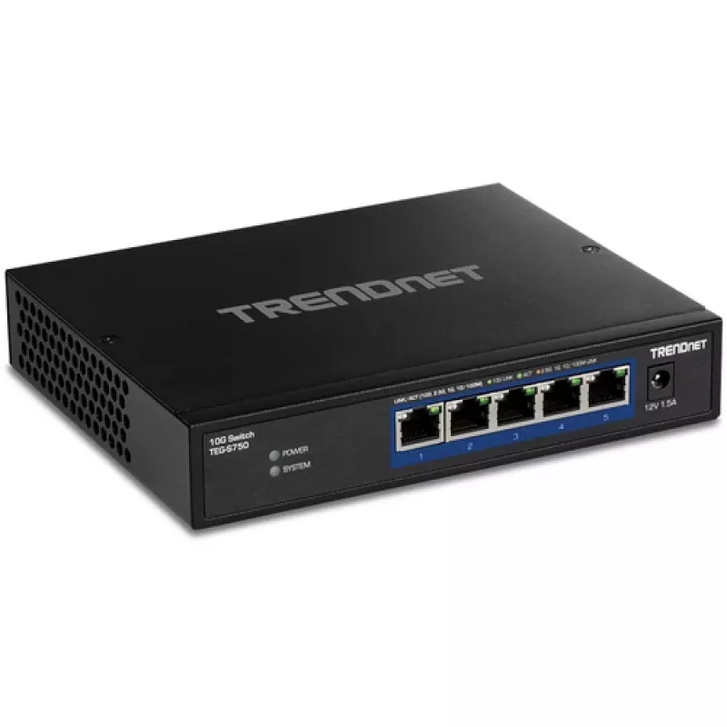 Switch de rede Trendnet TEG-S750 10G Ethernet 5 portas preto