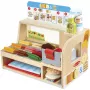 Melissa & Doug balcão de sanduíches de madeira com máquina de cortar – conjunto de 56 peças de alimentos de brincar – certificado FSC