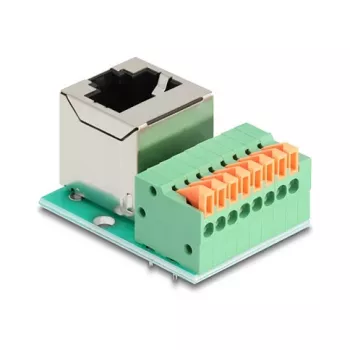Adaptador de cabo DeLOCK 90653 RJ45 bloco de terminais de 8 pinos verde prateado