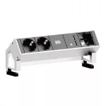 Bachmann DESK 2 Régua de tomadas 902.228, 4 tomadas, cabo de 20 cm, preto/branco