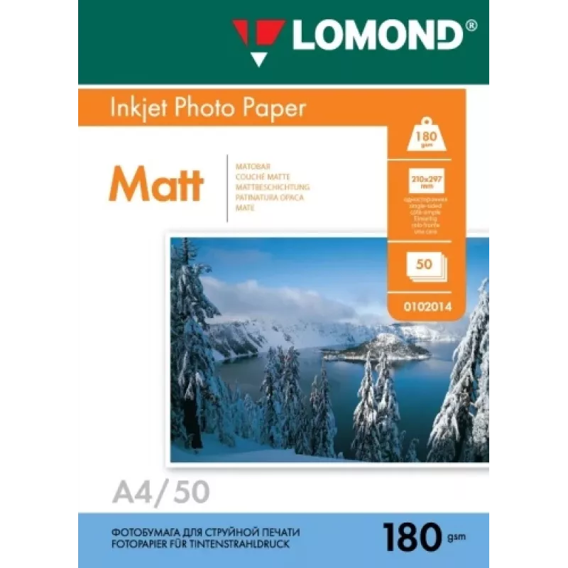Papel fotográfico a jato de tinta Lomond mate 180 g/m² A4, 50 folhas