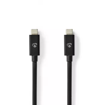 Nedis cabo USB-C de 1 m 4.0 Gen 3x2, 240W, 8K@60Hz, 40Gbps | niquelado | 1,00 m | Redondo | PVC | Preto | Caixa (CCGB66040BK10)