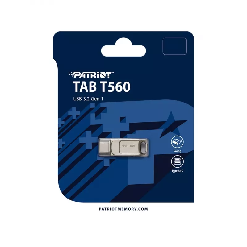 Pen drive PATRIOT PS128GT560DS5D 128 GB USB 3.2 (USB-A / USB-C) Swivel liga de zinco prateado