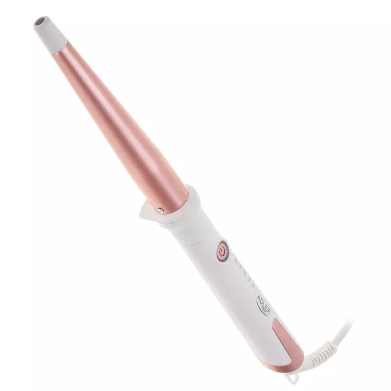Ferro de encaracolar Adler AD 2119 – cónico, haste cerâmica 12–25 mm, regulável 120–200 °C, 45 W, rosa