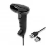 Leitor de códigos de barras manual QOLTEC 50868 — leitor laser 1D/2D, USB com e sem fios, distância de trabalho 600 mm, preto