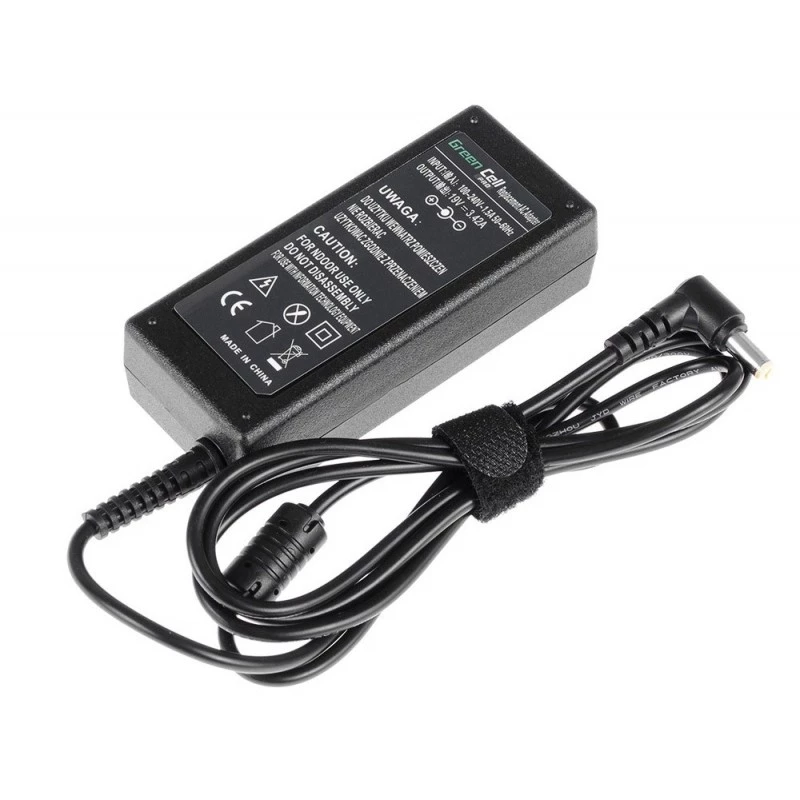Fonte de alimentação Green Cell AD01P — 60 W, 19 V 3,42 A, fonte de alimentação para portátil para interiores, preto