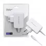Qoltec 51039 adaptador de corrente 65 W USB-C PD, 5–20,3 V, 2–3,25 A, cabo USB-C integrado, branco