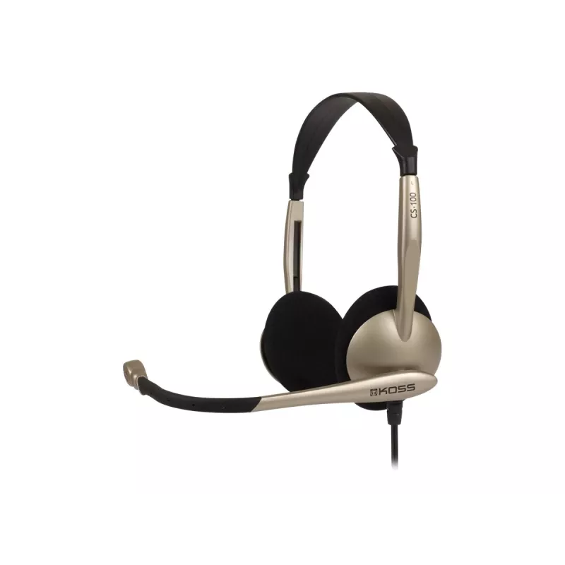 Koss CS100 auscultadores on-ear com fio e microfone, preto/dourado