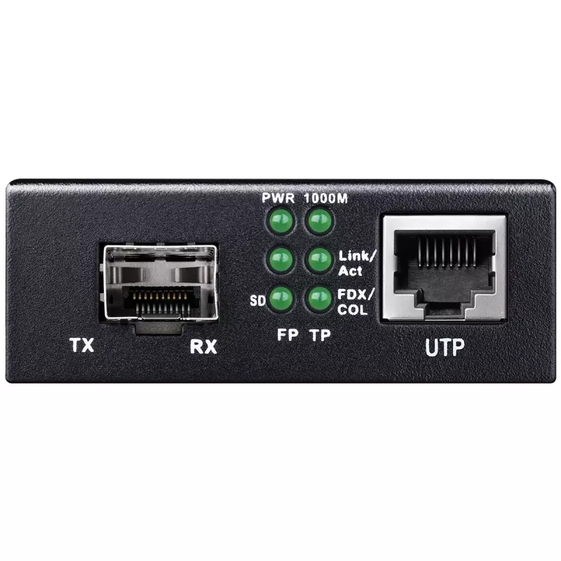 Conversor de rede Cudy MC220 — Gigabit (1000 Mbit/s) monomodo SFP 1310 nm, 1x RJ-45, 1x SFP, preto