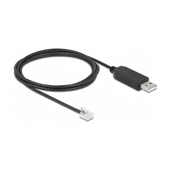 Cabo adaptador DeLOCK USB Type-A para série RS-232 RJ12 proteção ESD 2 m preto