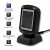 Leitor de códigos de barras fixo 1D/2D QOLTEC 50864, sensor LED, USB (com fios), preto, 145×85×80 mm