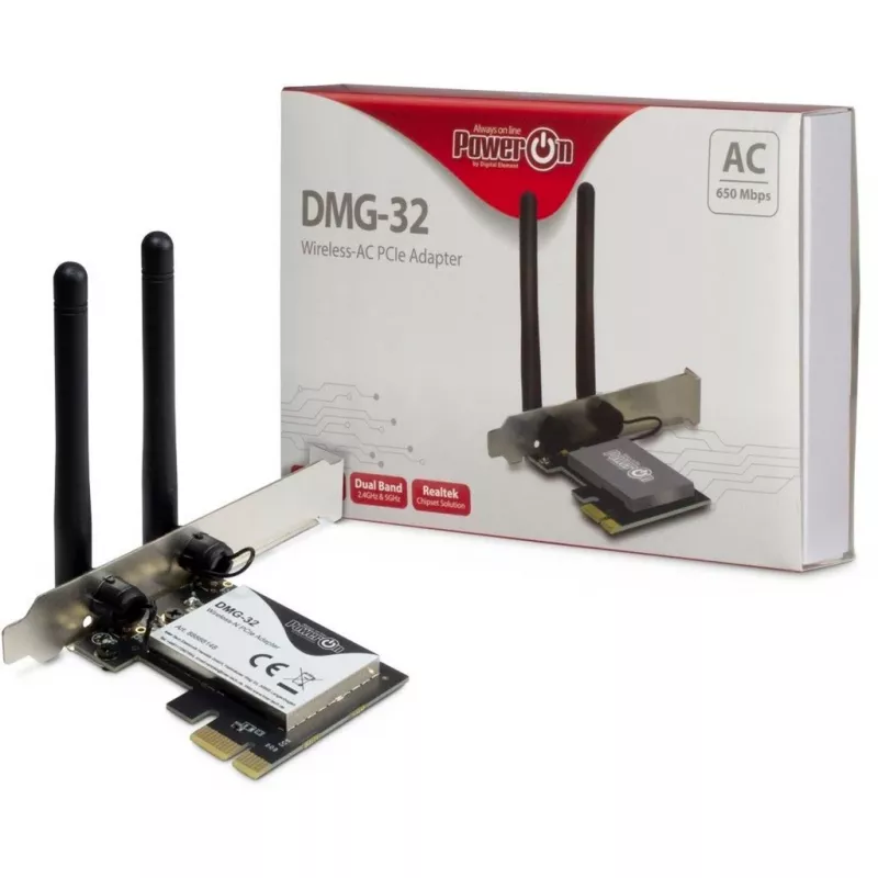 Inter-Tech DMG-32 - Interno - Sem fios - PCI Express - Wi-Fi - 650 Mbit/s - preto - prateado (88888148)