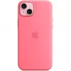 Capa de silicone Apple iPhone 15 Plus rosa monocromático 6,7 polegadas