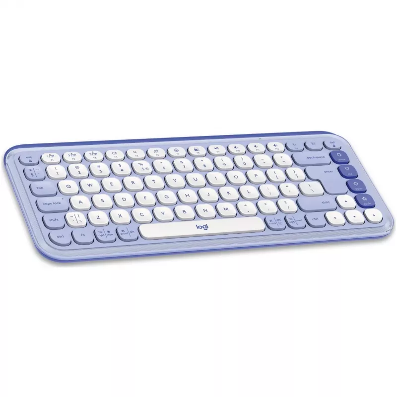 Logitech POP Icon Combo - Conjunto de teclado e rato - sem fios - Bluetooth LE - QWERTY - US International - lilás, Off-White (920-013078)