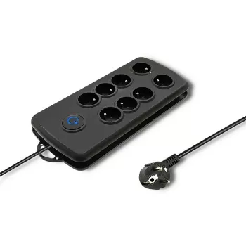 Proteção contra sobretensões Qoltec 50161 preto 8 tomadas AC 230 V